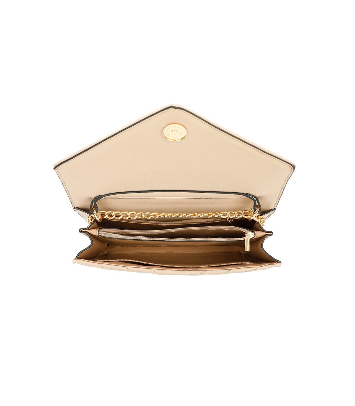 T11321 - Bolso de hombro con bandolera dorada y dos compartimentos