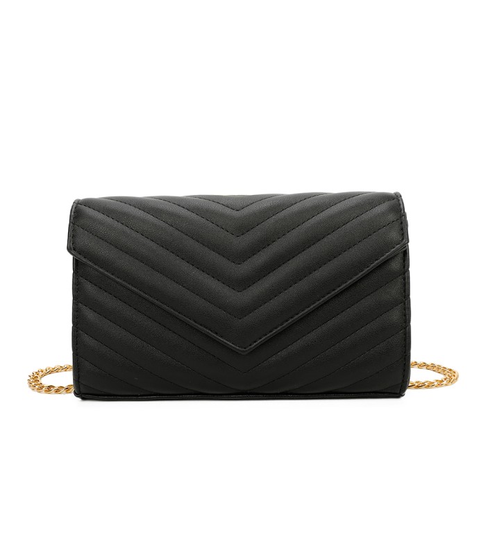T11321 - Bolso de hombro con bandolera dorada y dos compartimentos