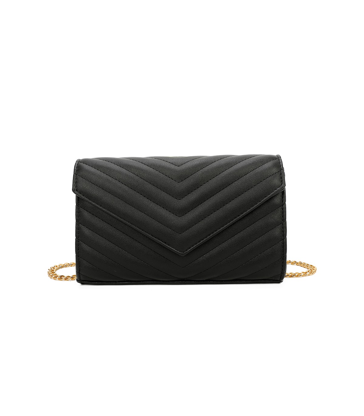 T11321 - Bolso de hombro con bandolera dorada y dos compartimentos