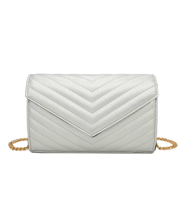 T11321 - Bolso de hombro con bandolera dorada y dos compartimentos