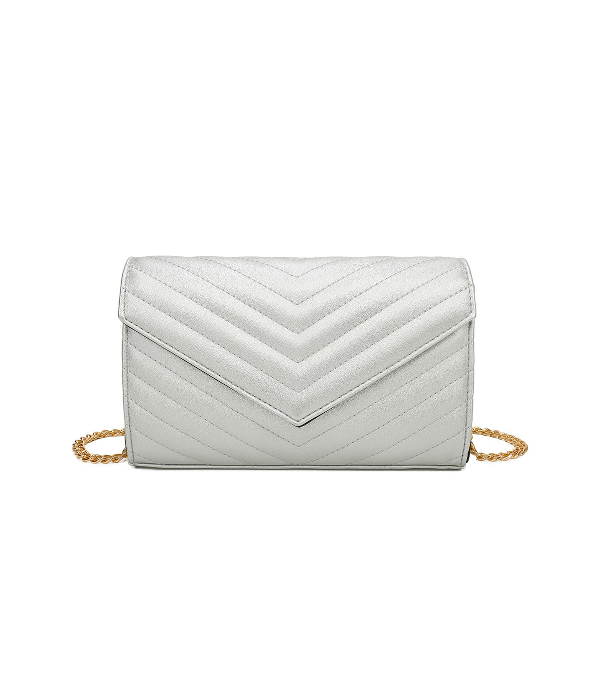 T11321 - Bolso de hombro con bandolera dorada y dos compartimentos