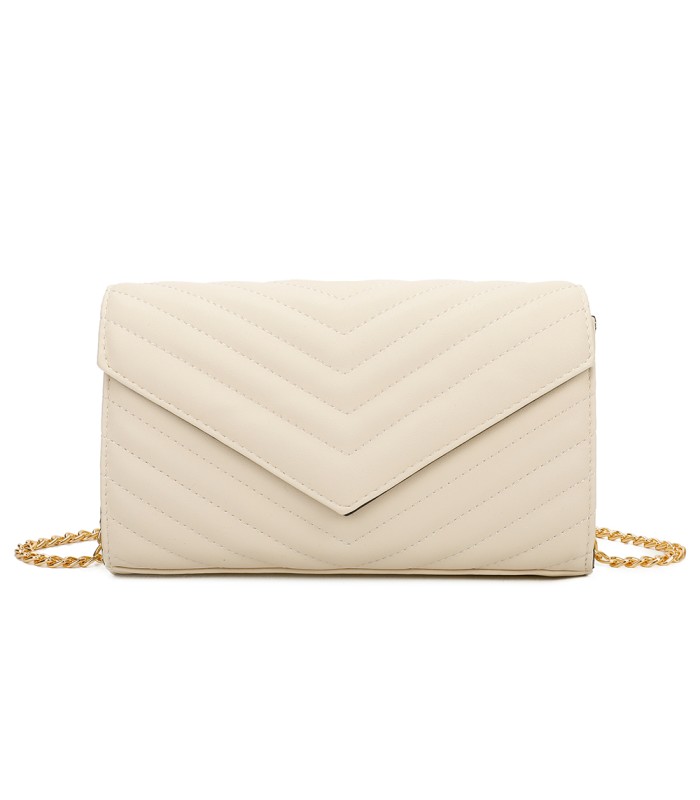 T11321 - Bolso de hombro con bandolera dorada y dos compartimentos