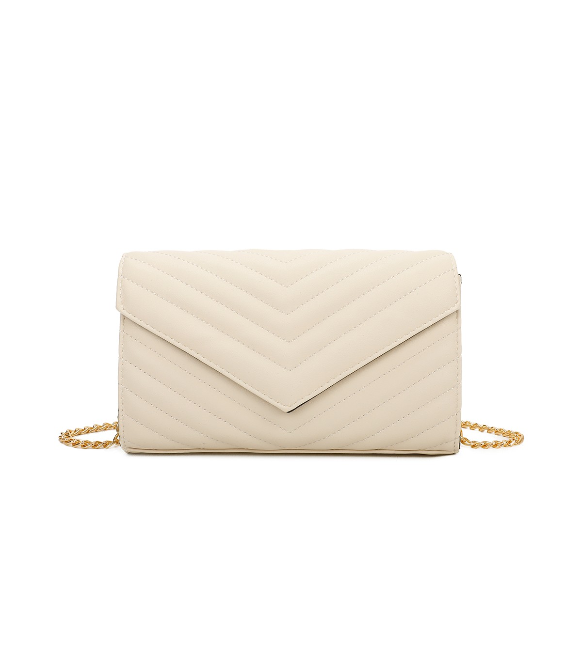 T11321 - Bolso de hombro con bandolera dorada y dos compartimentos