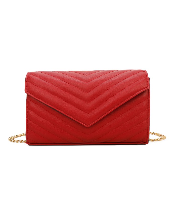 T11321 - Bolso de hombro con bandolera dorada y dos compartimentos