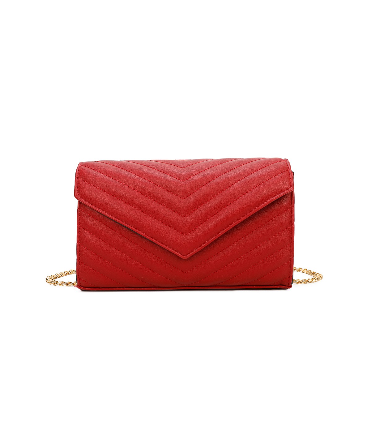 T11321 - Bolso de hombro con bandolera dorada y dos compartimentos