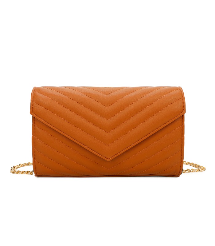 T11321 - Bolso de hombro con bandolera dorada y dos compartimentos