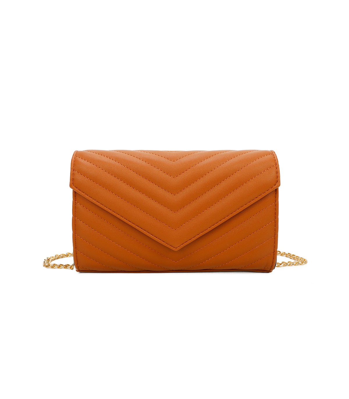 T11321 - Bolso de hombro con bandolera dorada y dos compartimentos