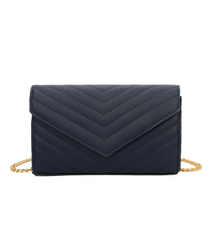 T11321 - Bolso de hombro con bandolera dorada y dos compartimentos