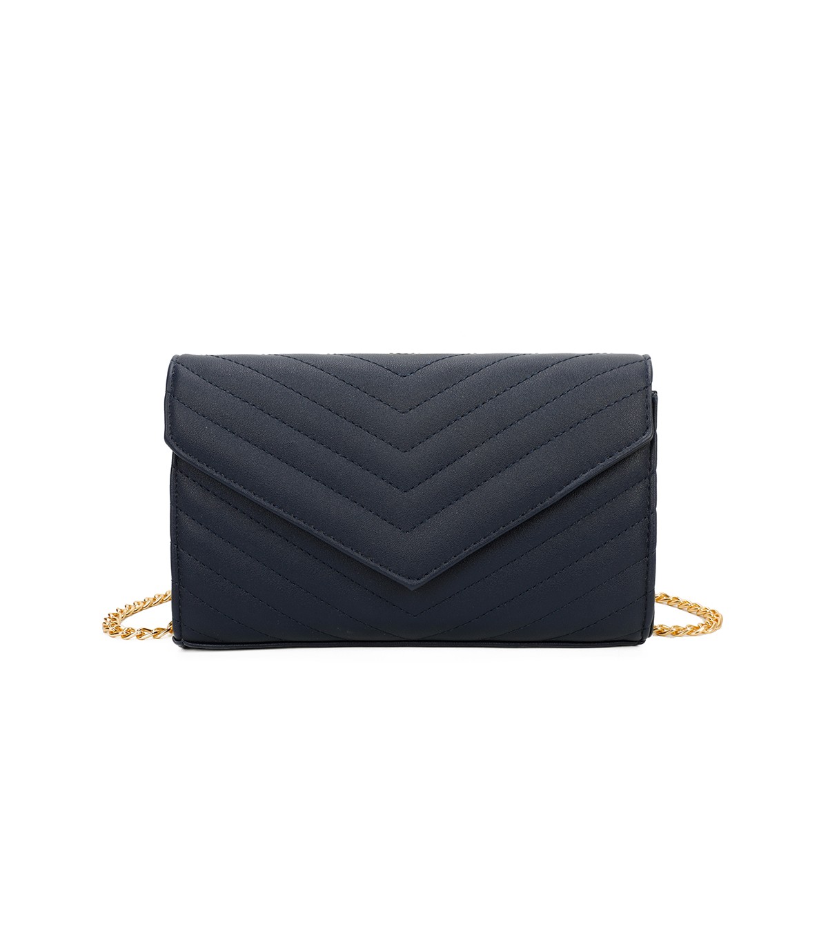 T11321 - Bolso de hombro con bandolera dorada y dos compartimentos