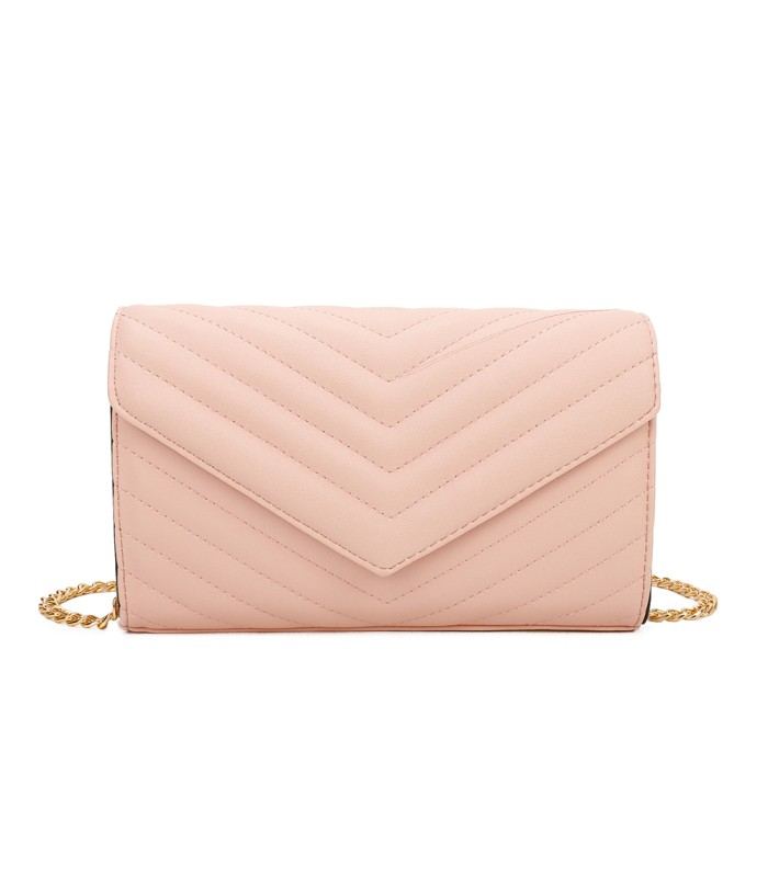 T11321 - Bolso de hombro con bandolera dorada y dos compartimentos