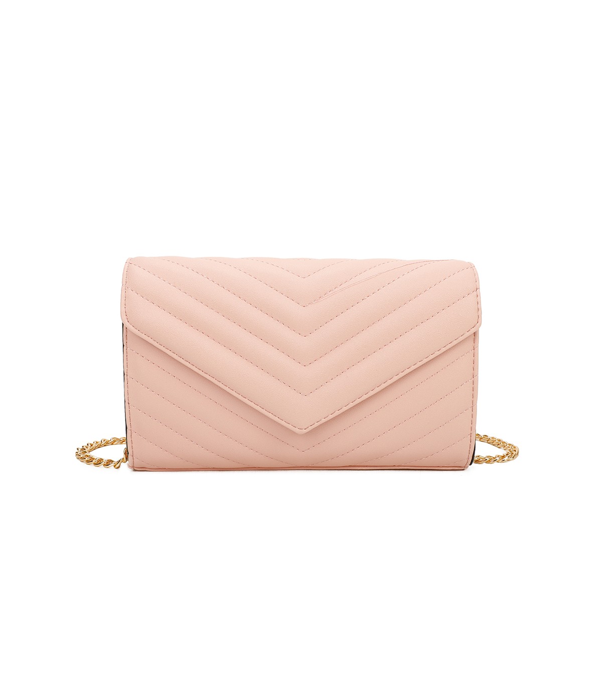 T11321 - Bolso de hombro con bandolera dorada y dos compartimentos