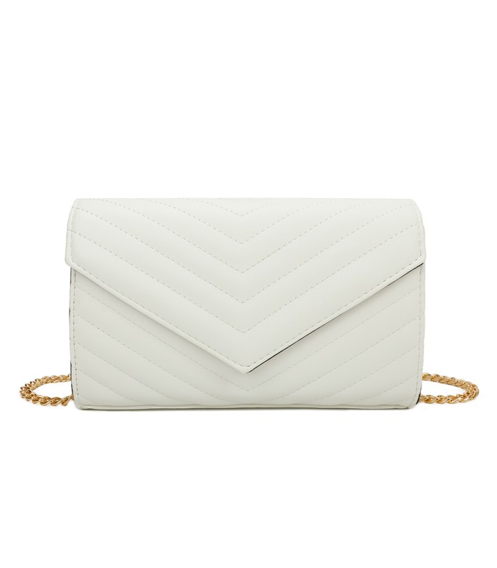 T11321 - Bolso de hombro con bandolera dorada y dos compartimentos