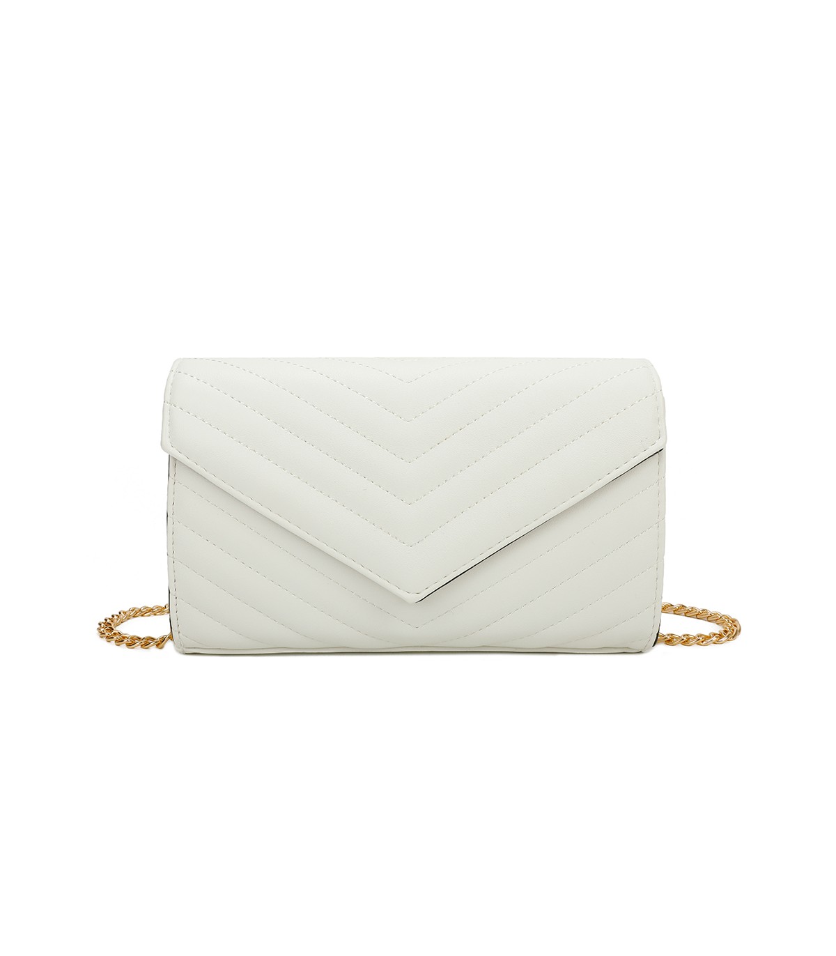T11321 - Bolso de hombro con bandolera dorada y dos compartimentos