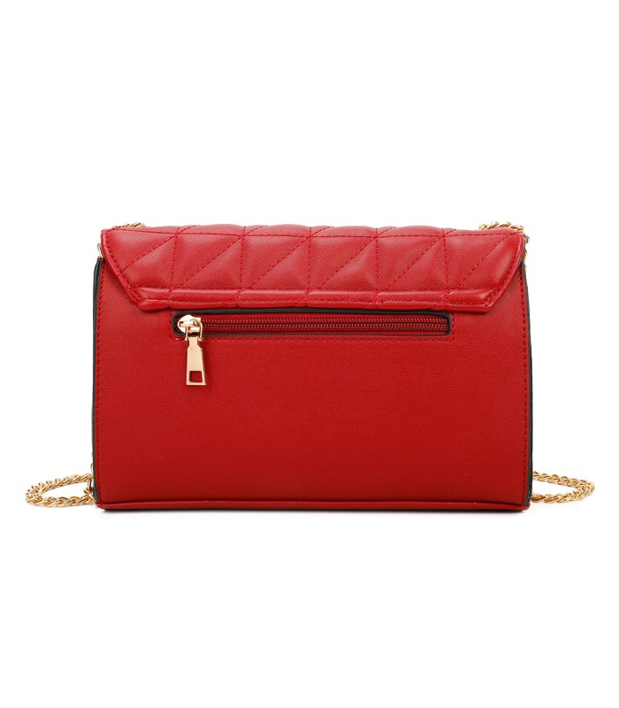 T11322 - Bolso de hombro estilo plano con cierre de botón