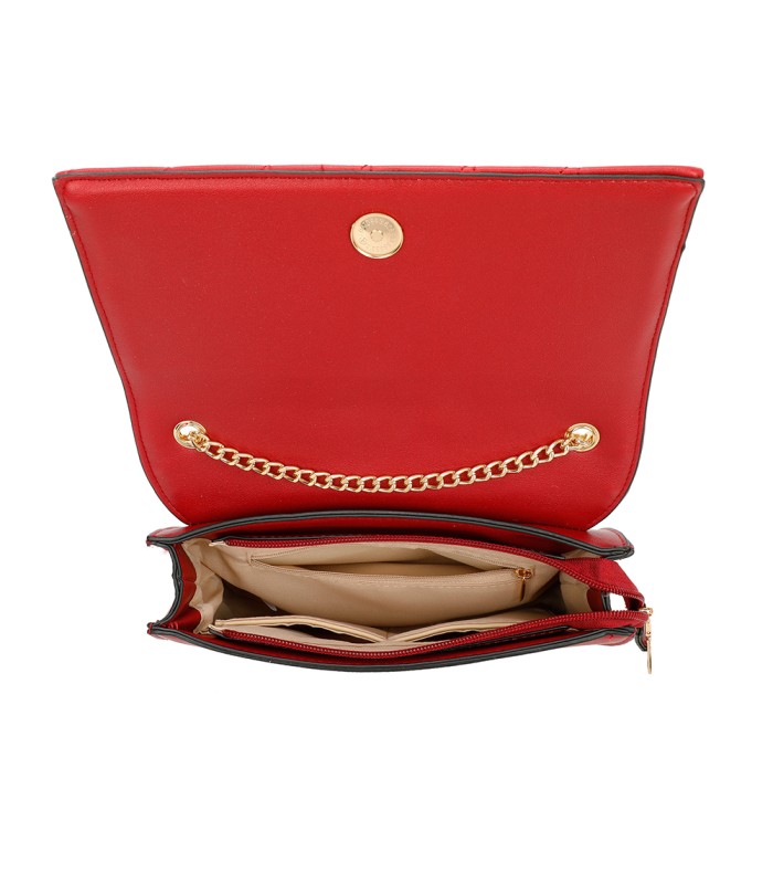 T11322 - Bolso de hombro estilo plano con cierre de botón