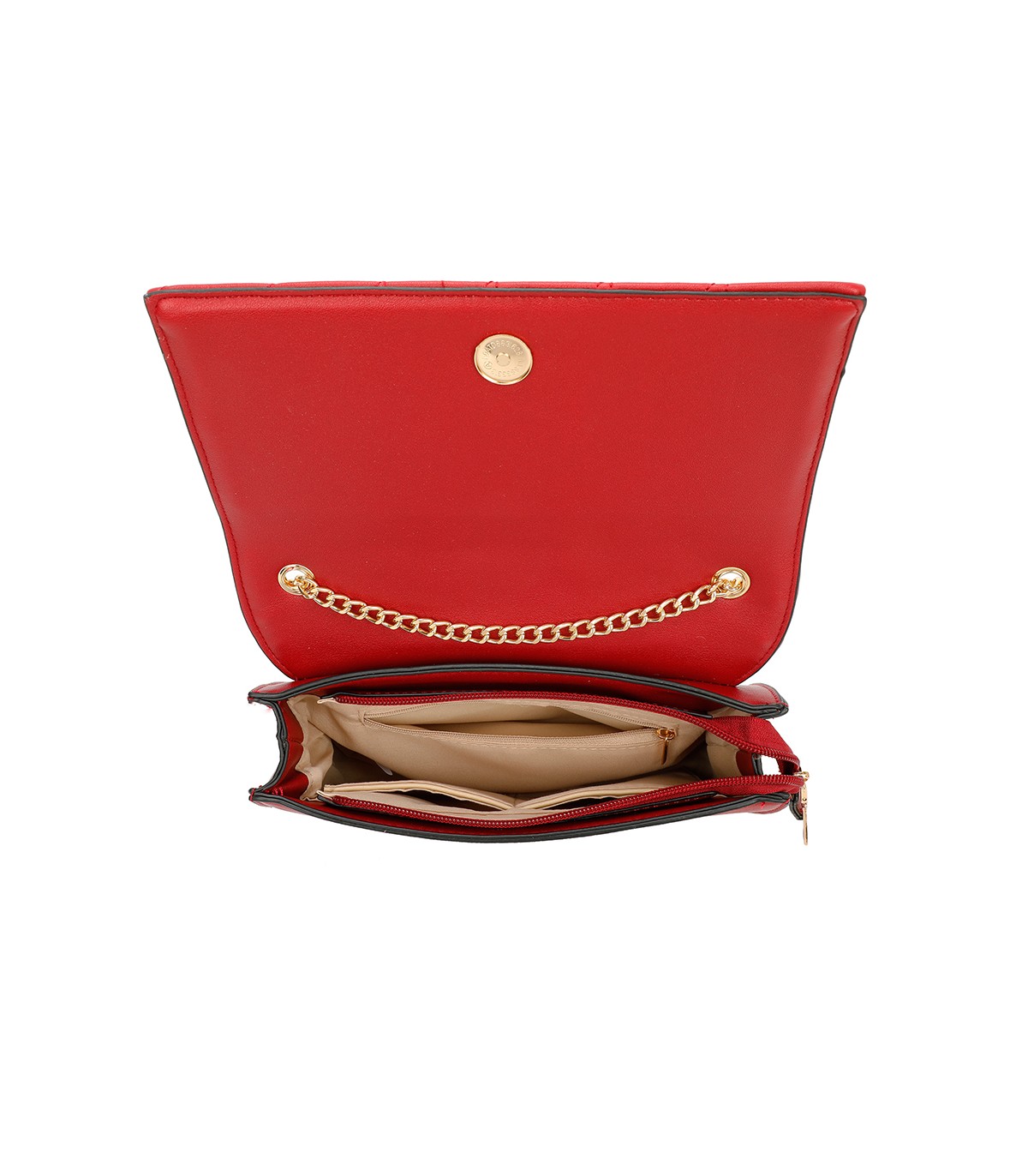 T11322 - Bolso de hombro estilo plano con cierre de botón
