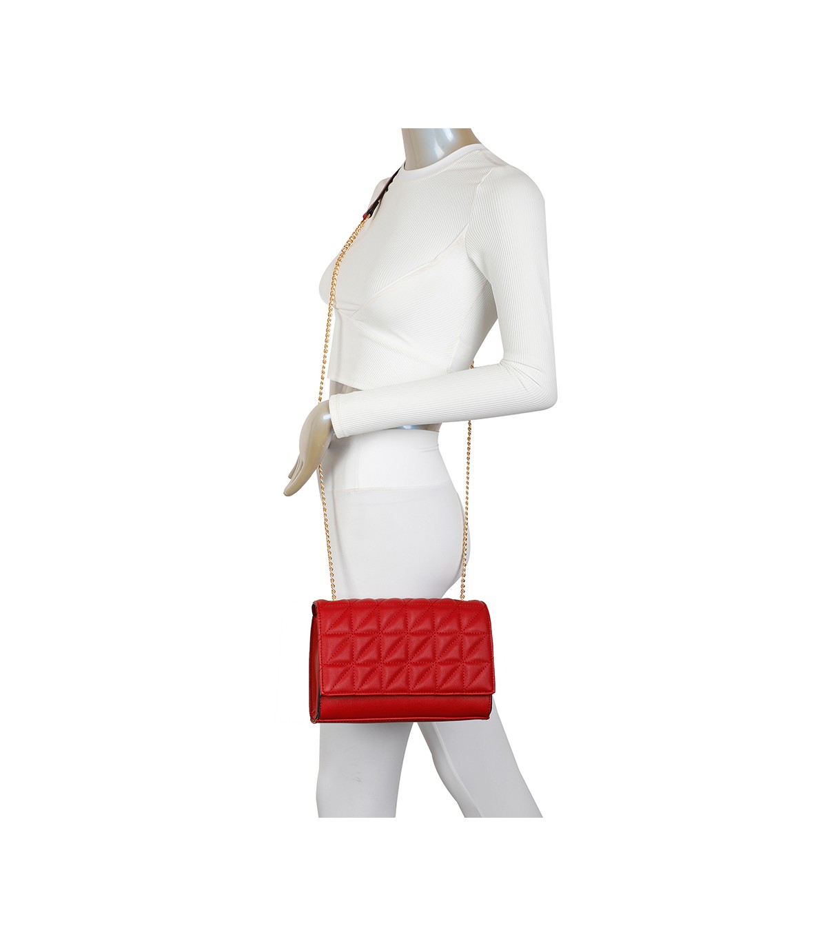 T11322 - Bolso de hombro estilo plano con cierre de botón