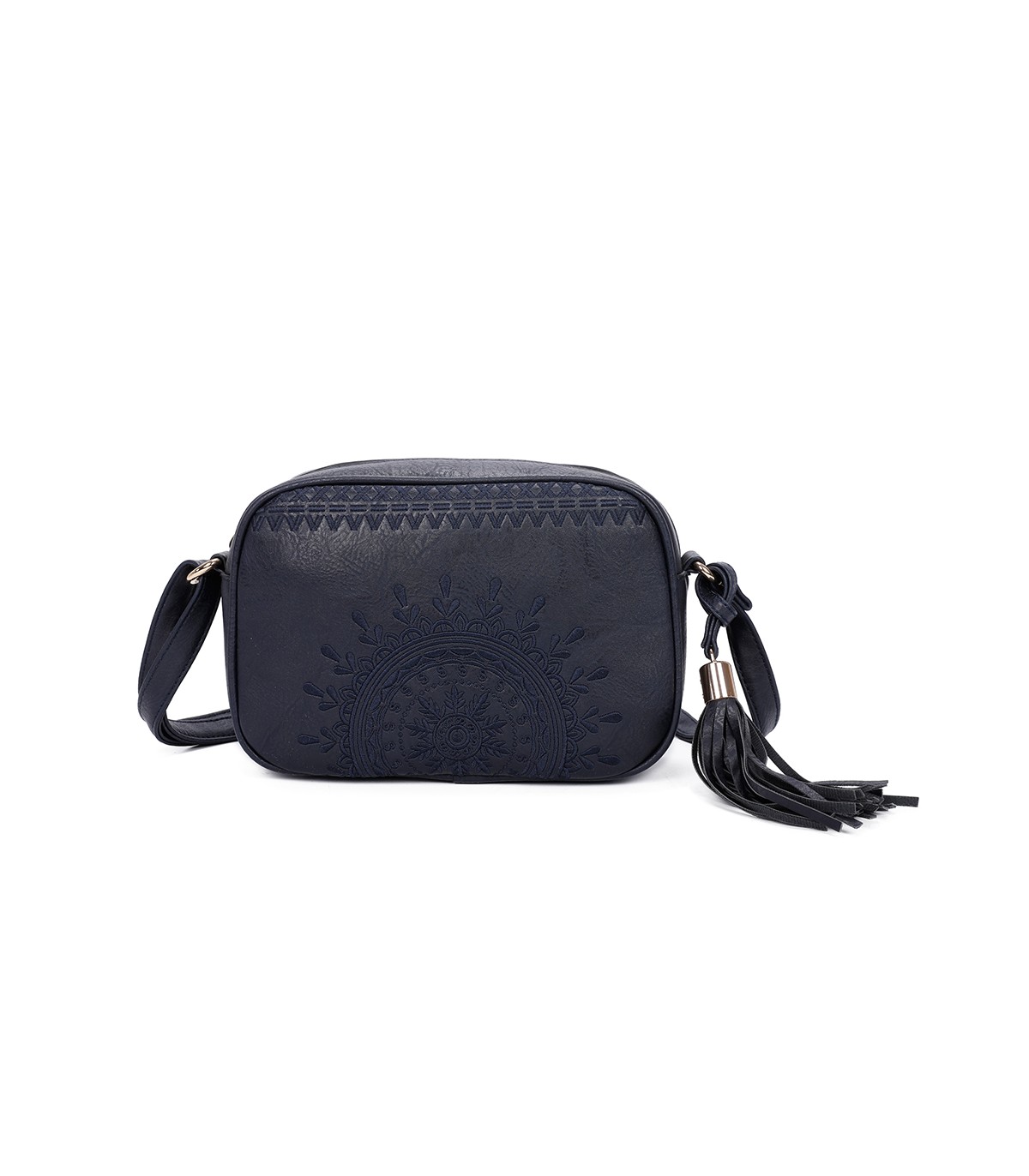T11147 - Bolso de hombro con bandolera y bordado de sol mandala