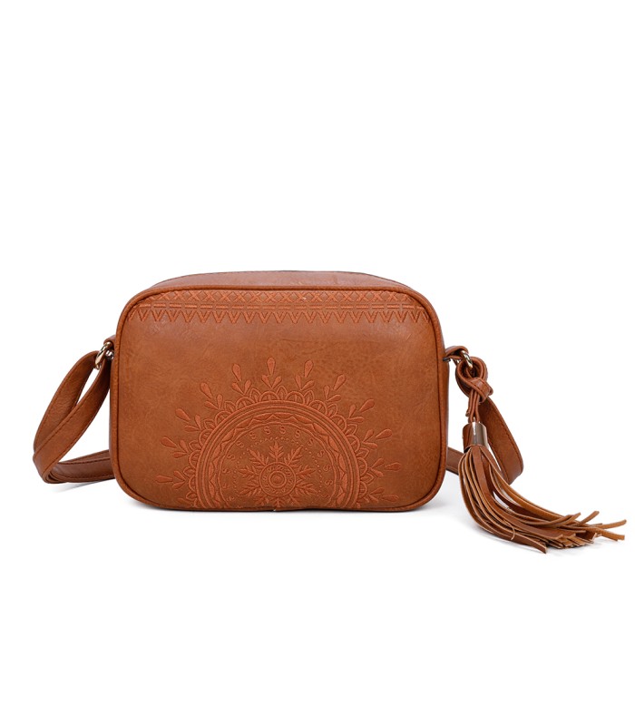 T11147 - Bolso de hombro con bandolera y bordado de sol mandala