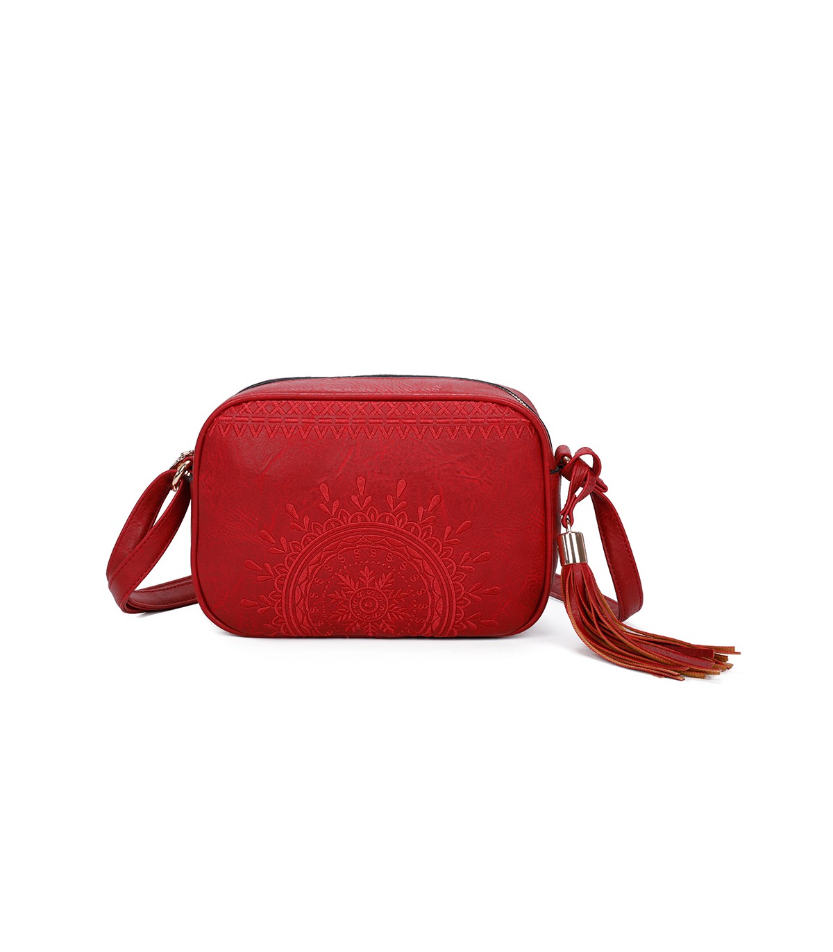 T11147 - Bolso de hombro con bandolera y bordado de sol mandala
