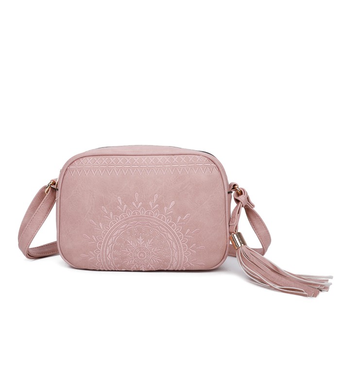 T11147 - Bolso de hombro con bandolera y bordado de sol mandala