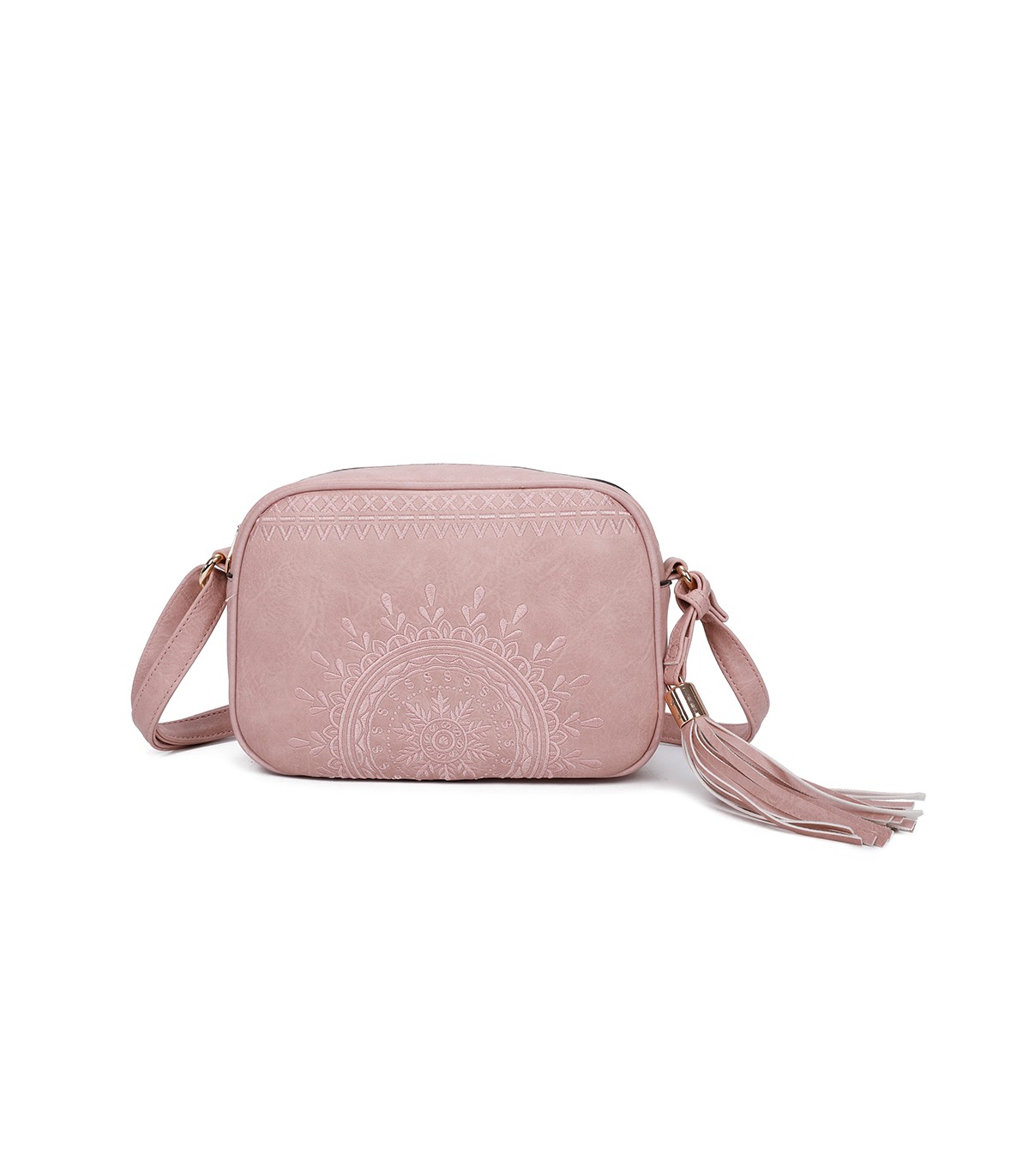 T11147 - Bolso de hombro con bandolera y bordado de sol mandala