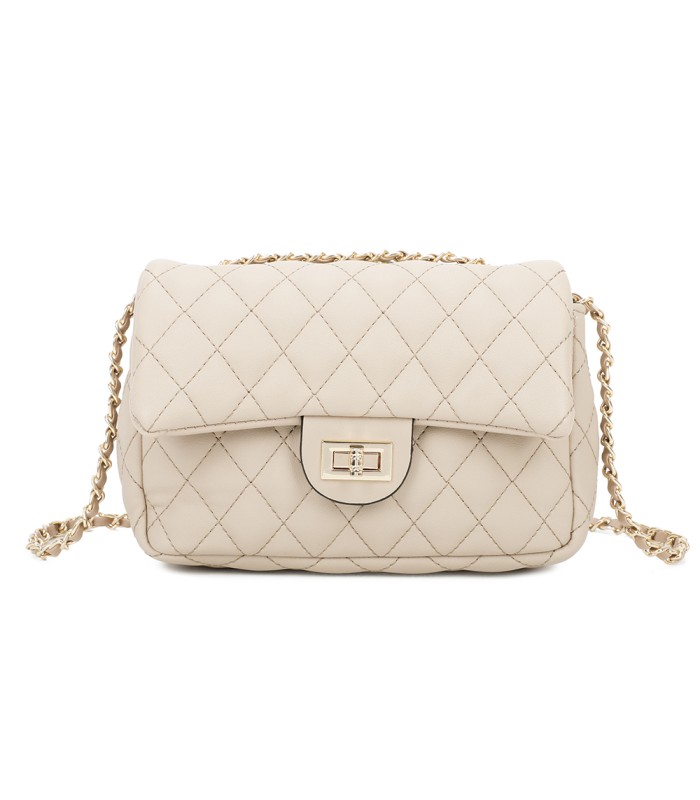 T11328 - Bolso de hombro con bandolera dorada y cierre de pestillo