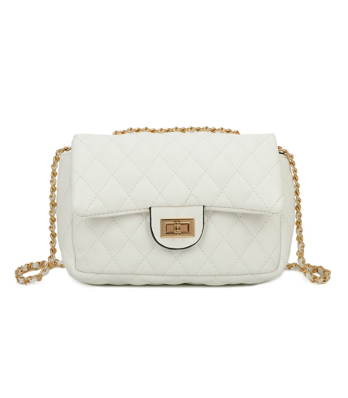 T11328 - Bolso de hombro con bandolera dorada y cierre de pestillo