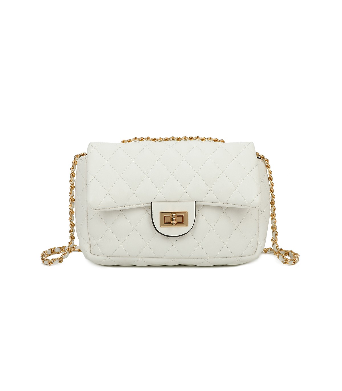 T11328 - Bolso de hombro con bandolera dorada y cierre de pestillo