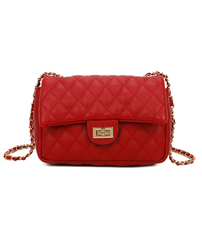 T11328 - Bolso de hombro con bandolera dorada y cierre de pestillo