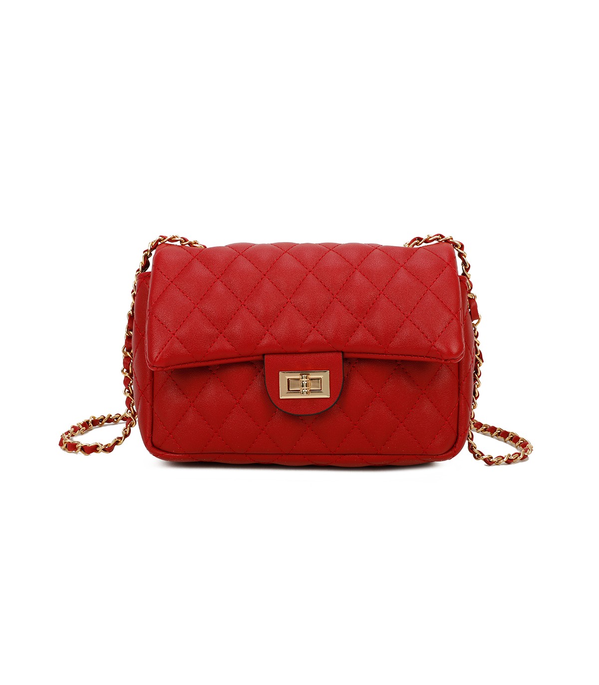 T11328 - Bolso de hombro con bandolera dorada y cierre de pestillo