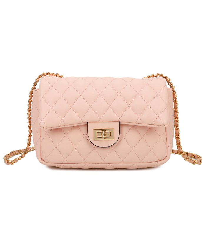 T11328 - Bolso de hombro con bandolera dorada y cierre de pestillo