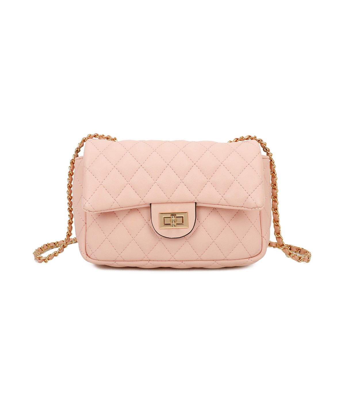T11328 - Bolso de hombro con bandolera dorada y cierre de pestillo