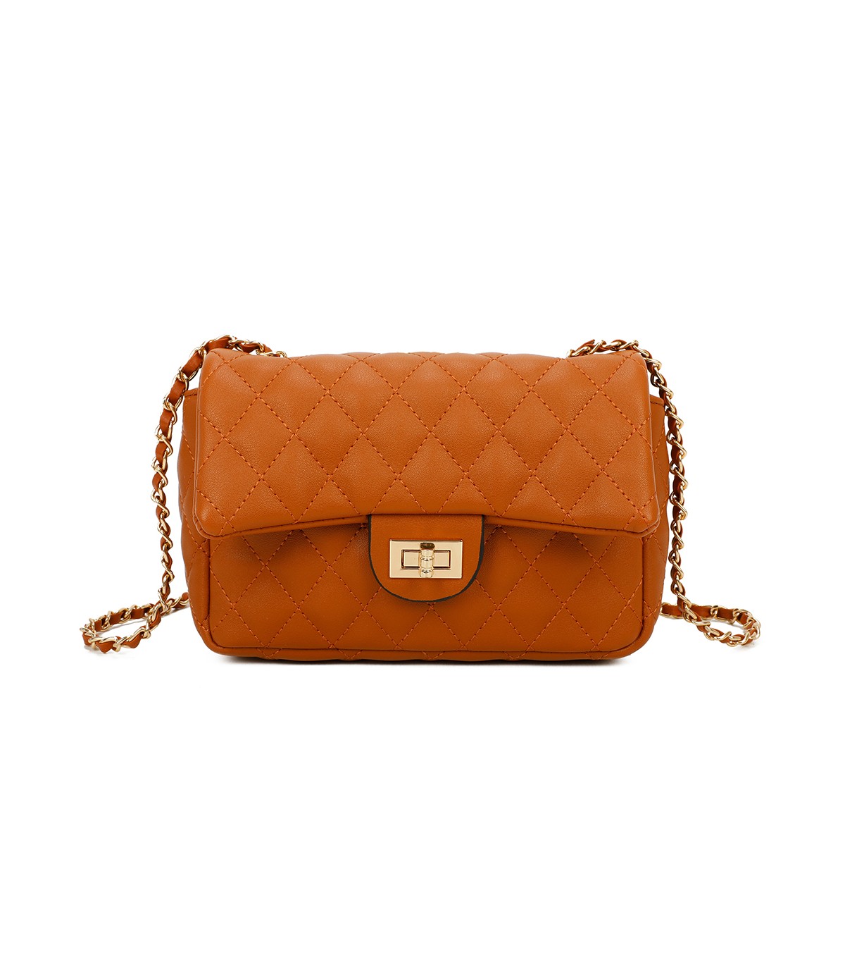T11328 - Bolso de hombro con bandolera dorada y cierre de pestillo