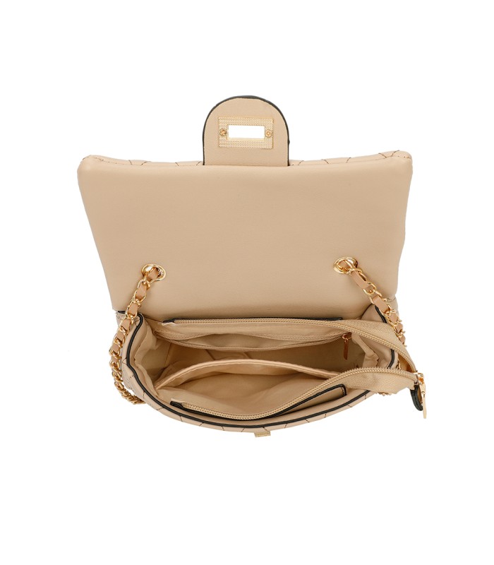 T11328 - Bolso de hombro con bandolera dorada y cierre de pestillo
