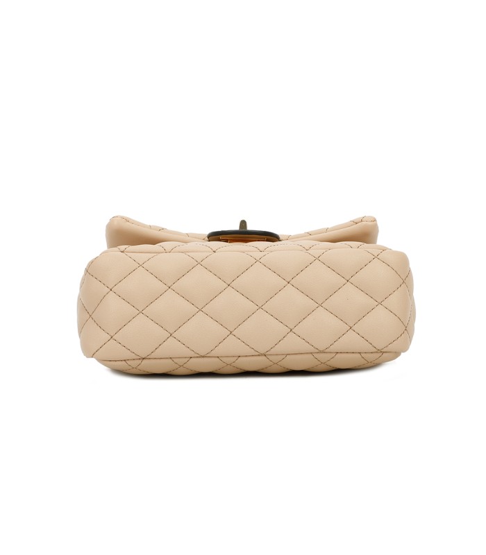 T11328 - Bolso de hombro con bandolera dorada y cierre de pestillo