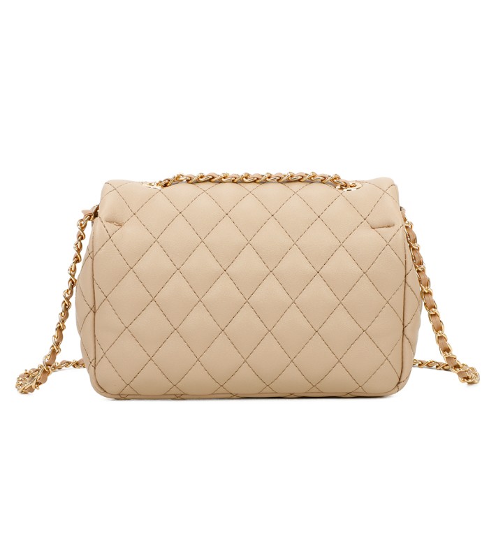 T11328 - Bolso de hombro con bandolera dorada y cierre de pestillo