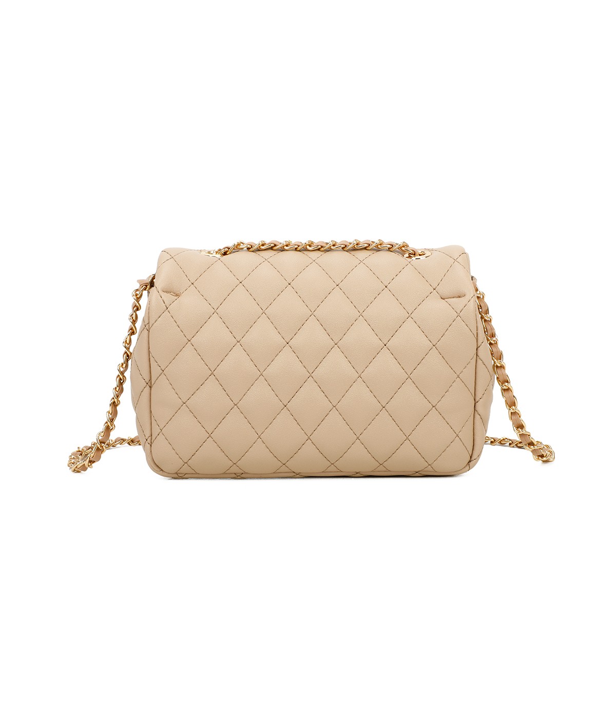 T11328 - Bolso de hombro con bandolera dorada y cierre de pestillo