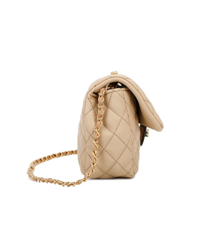 T11328 - Bolso de hombro con bandolera dorada y cierre de pestillo