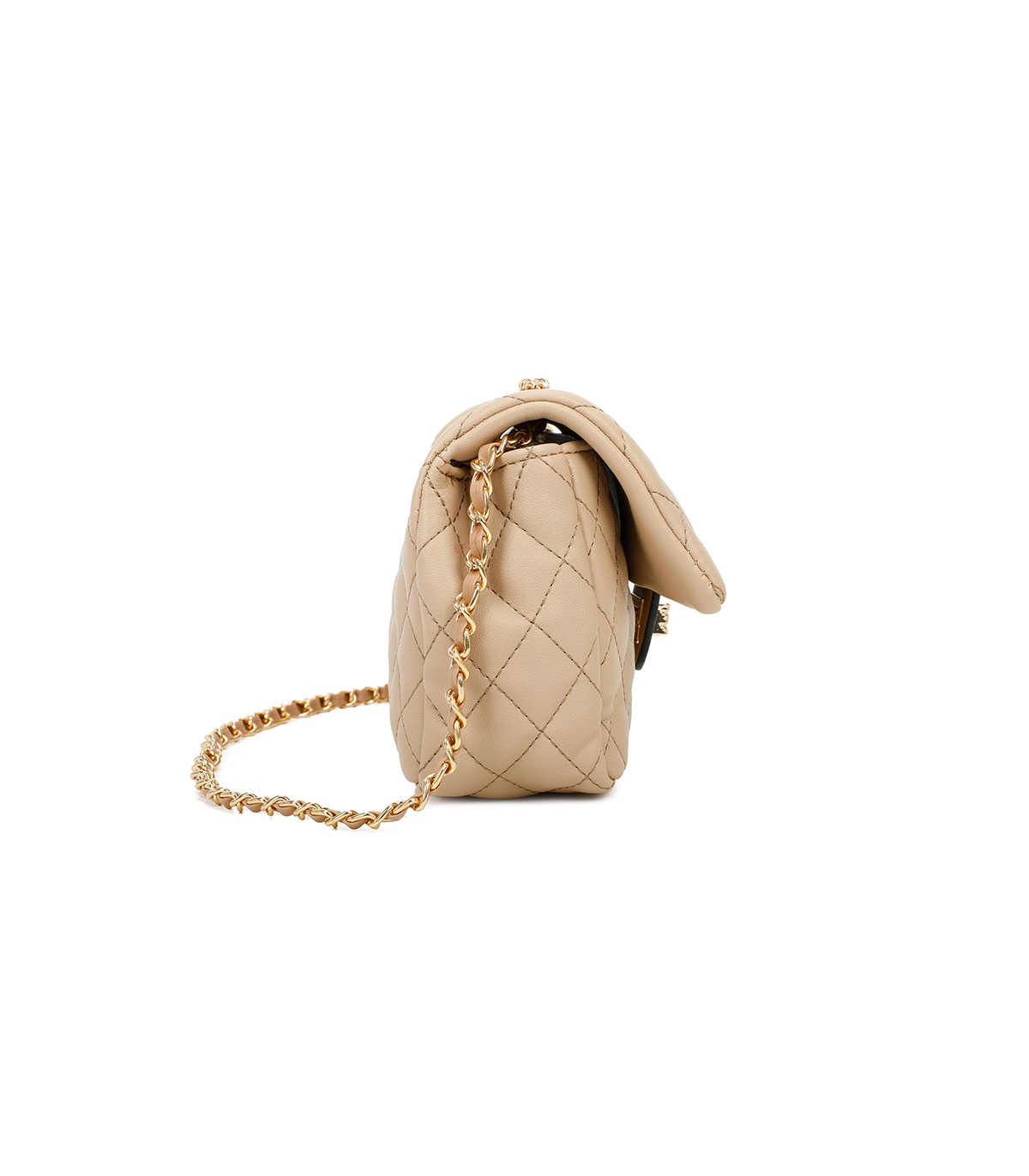 T11328 - Bolso de hombro con bandolera dorada y cierre de pestillo