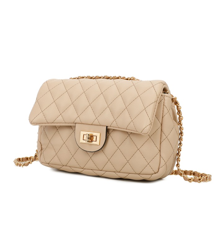 T11328 - Bolso de hombro con bandolera dorada y cierre de pestillo