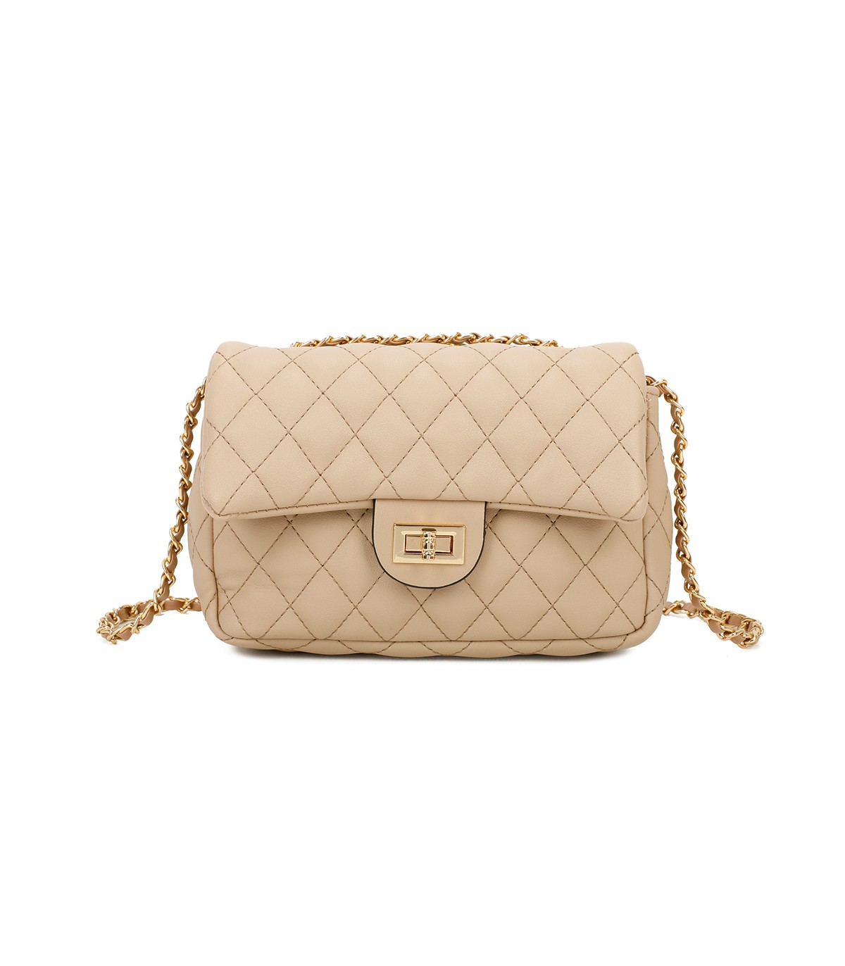T11328 - Bolso de hombro con bandolera dorada y cierre de pestillo