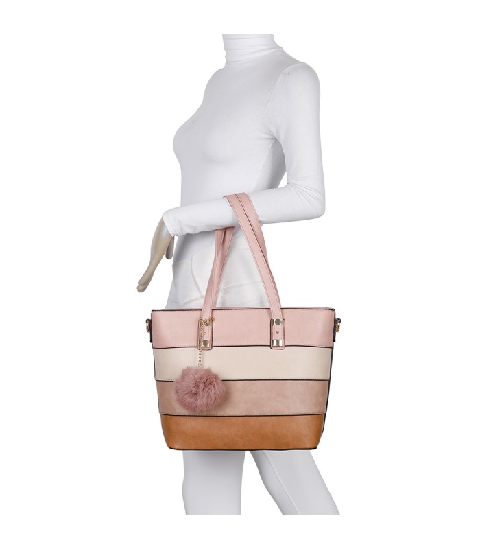 T11058 - Bolso bandolera con adorno de pompon
