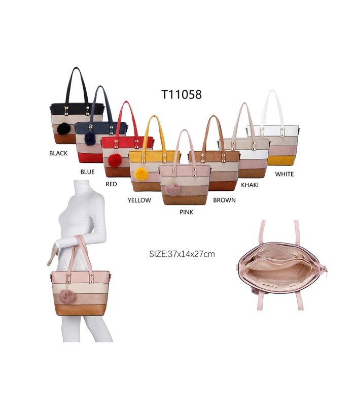 T11058 - Bolso bandolera con adorno de pompon