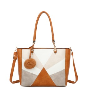 T11456  - Bolso bandolera con asa de mano y pompón