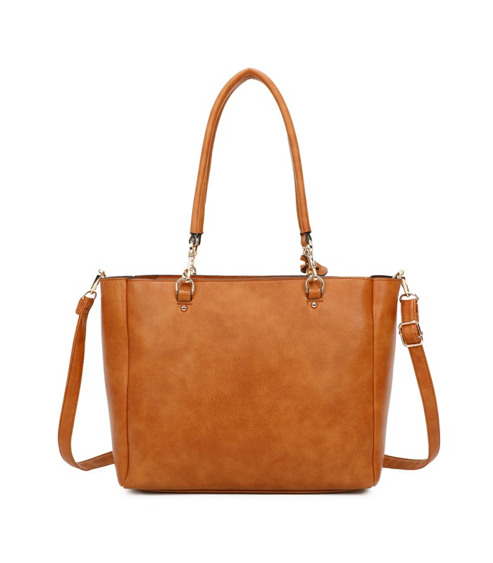T11456  - Bolso bandolera con asa de mano y pompón