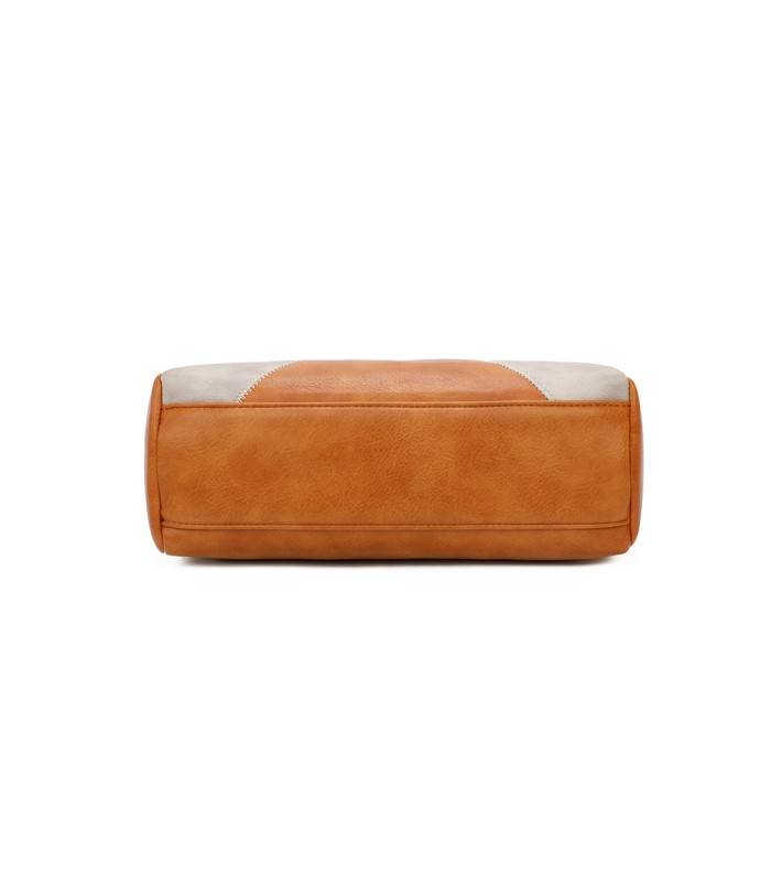 T11456  - Bolso bandolera con asa de mano y pompón