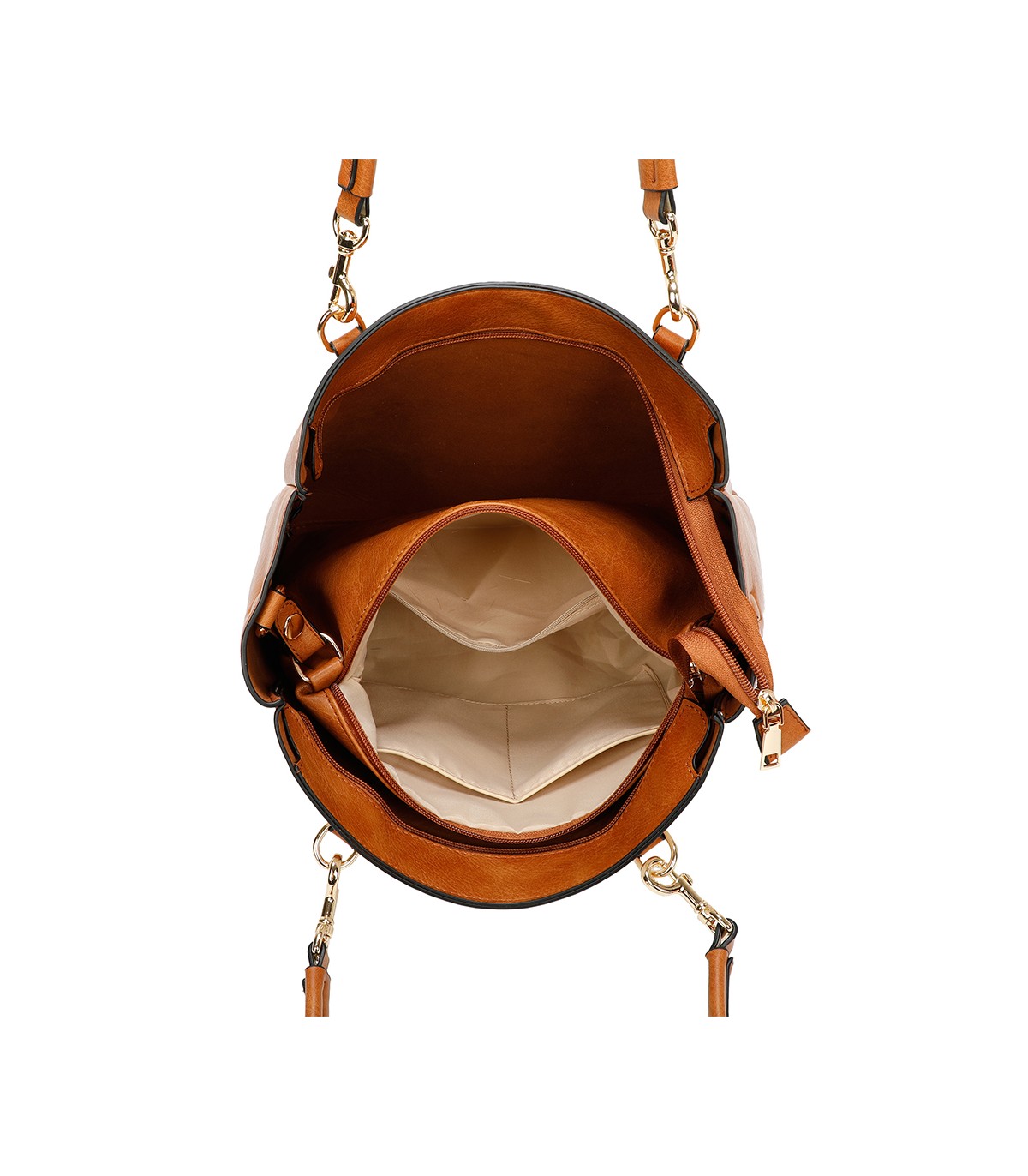 T11456  - Bolso bandolera con asa de mano y pompón