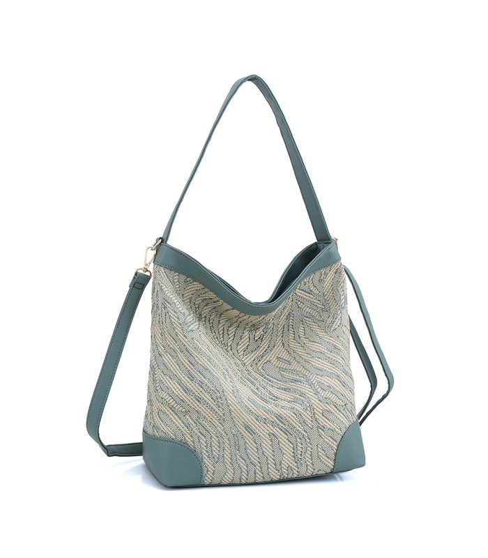 W202103 BOLSO DE HOMBRO DE RAFIA ZEBRA
