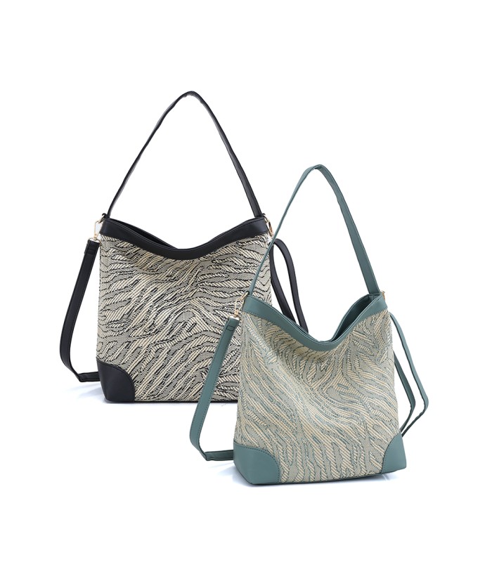 W202103 BOLSO DE HOMBRO DE RAFIA ZEBRA